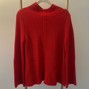 JohnPaulRichard Red Cable-Front Knit Mockneck Sweater